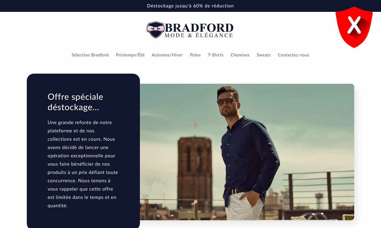 Avis Bradford-clothing.com | Indice de confiance très faible : 1 % - 3  commentaires